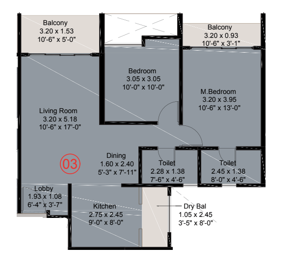 Kohinoor Westview Reserve Unit plan - 803 sq.ft.