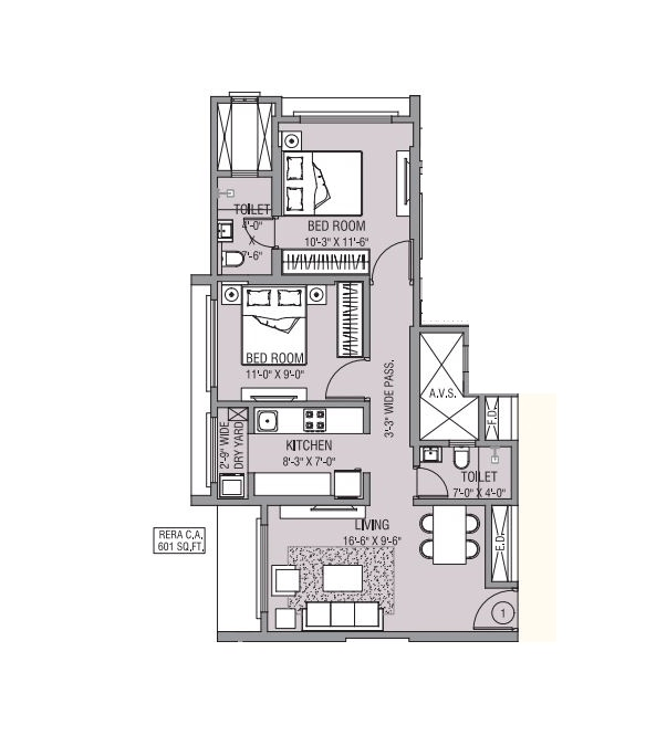 Unit plan - 601 sq.ft.