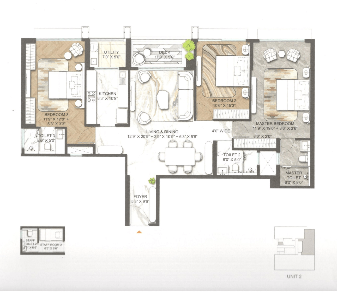 Lodha Marq Unit plan - 1488 sq.ft.
