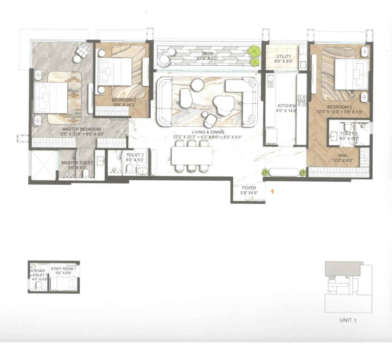 Lodha Marq Unit plan - 1778 sq.ft.