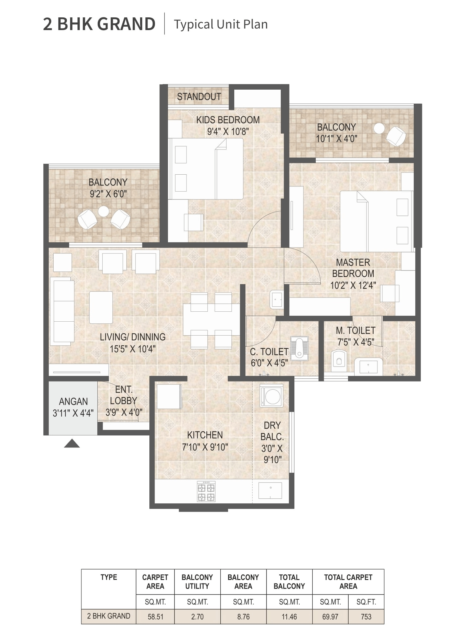 Unit plan - 753 sq.ft.