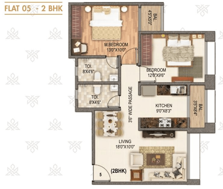 Sai World Legend Unit plan - 861 sq.ft.