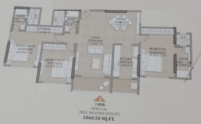 Unit plan - 1060 sq.ft.