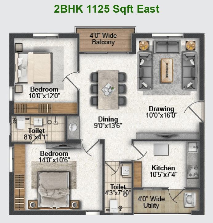 Greater Infra Honesty Unit plan - 900 sq.ft.
