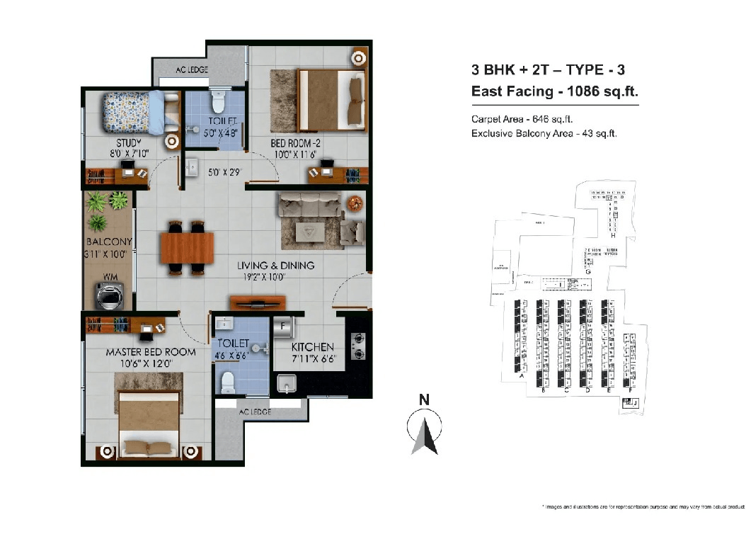 Urbanrise The Game Changer Unit plan - 646 sq.ft.