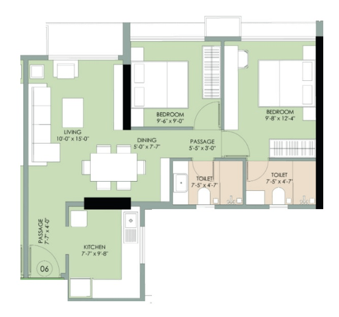 Drushti Sapphire Unit plan - 607 sq.ft.