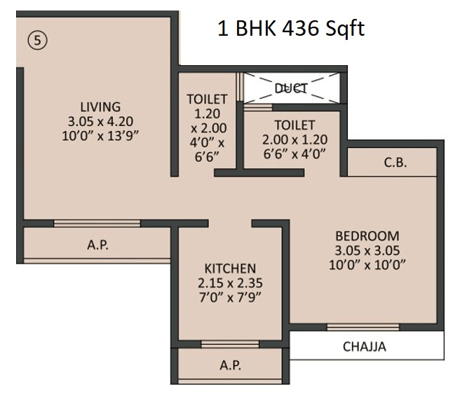 Unit plan - 436 sq.ft.