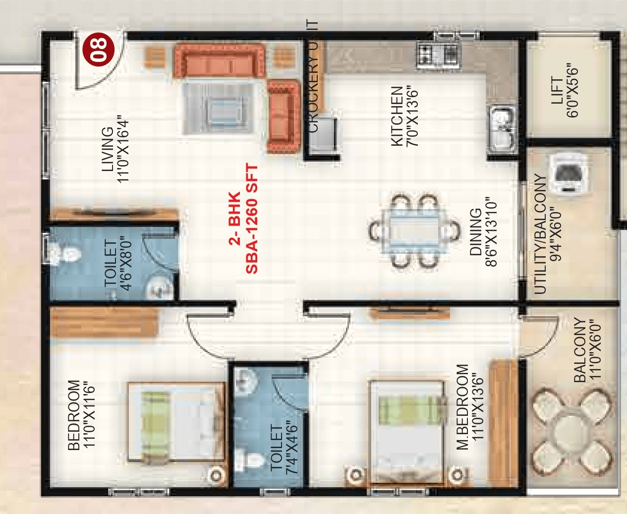 Sapthagiri Sandalwoods Unit plan - 945 sq.ft.