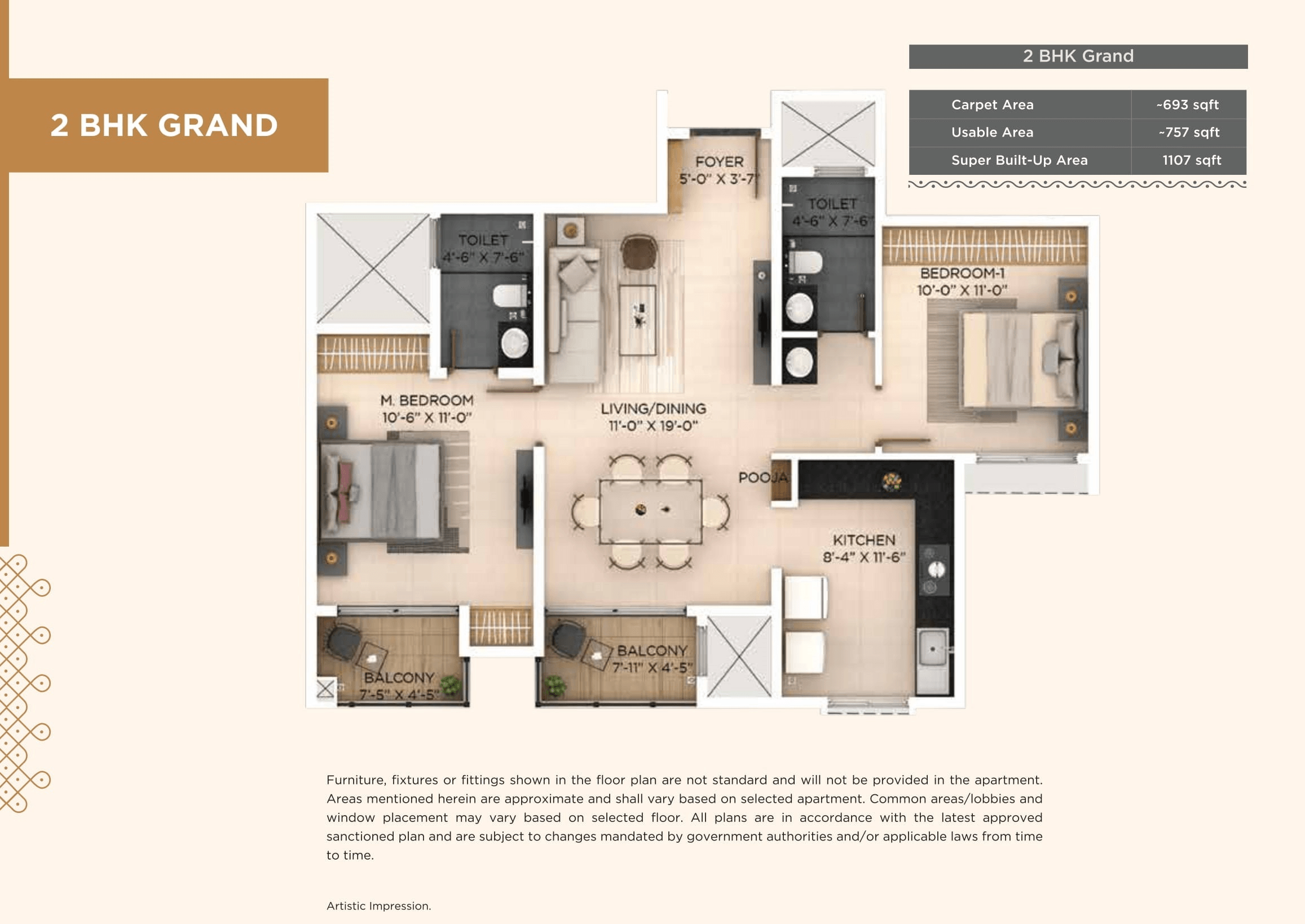 Provident Bayscape Unit plan - 757 sq.ft.