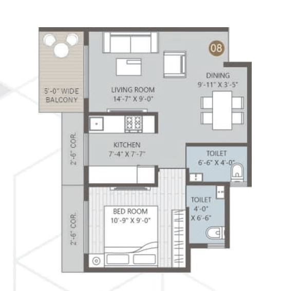 Unit plan - 497 sq.ft.