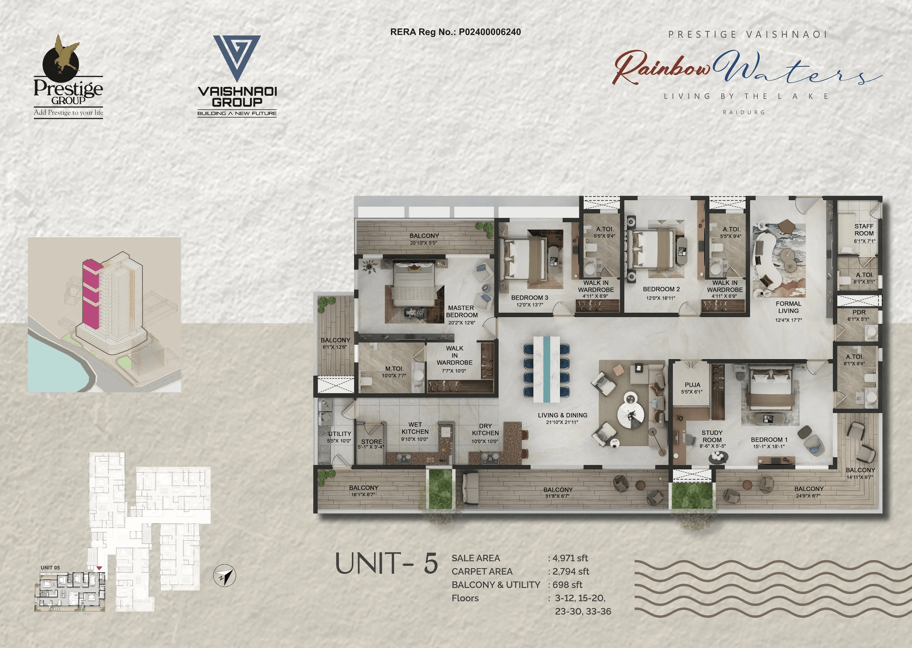 Prestige Rainbow Waters Unit plan - 3480 sq.ft.