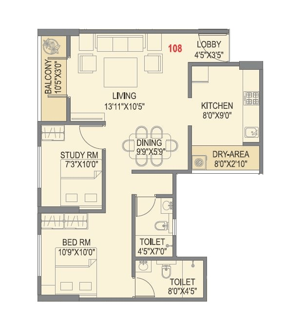 Unit plan - 654 sq.ft.