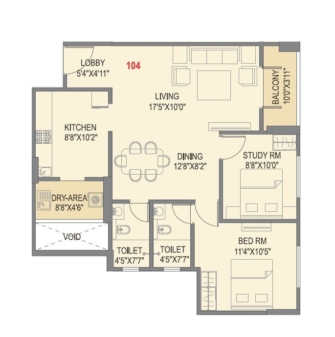 Skyrise Skyscape Unit plan - 792 sq.ft.