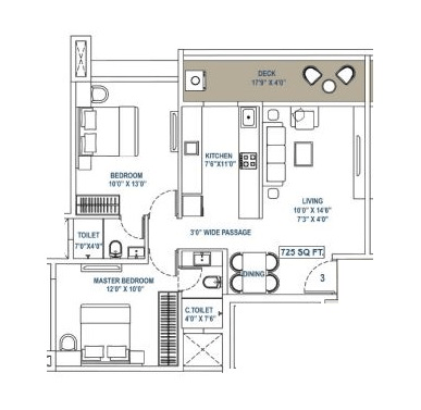 Swaroop Grandeur Unit plan - 725 sq.ft.