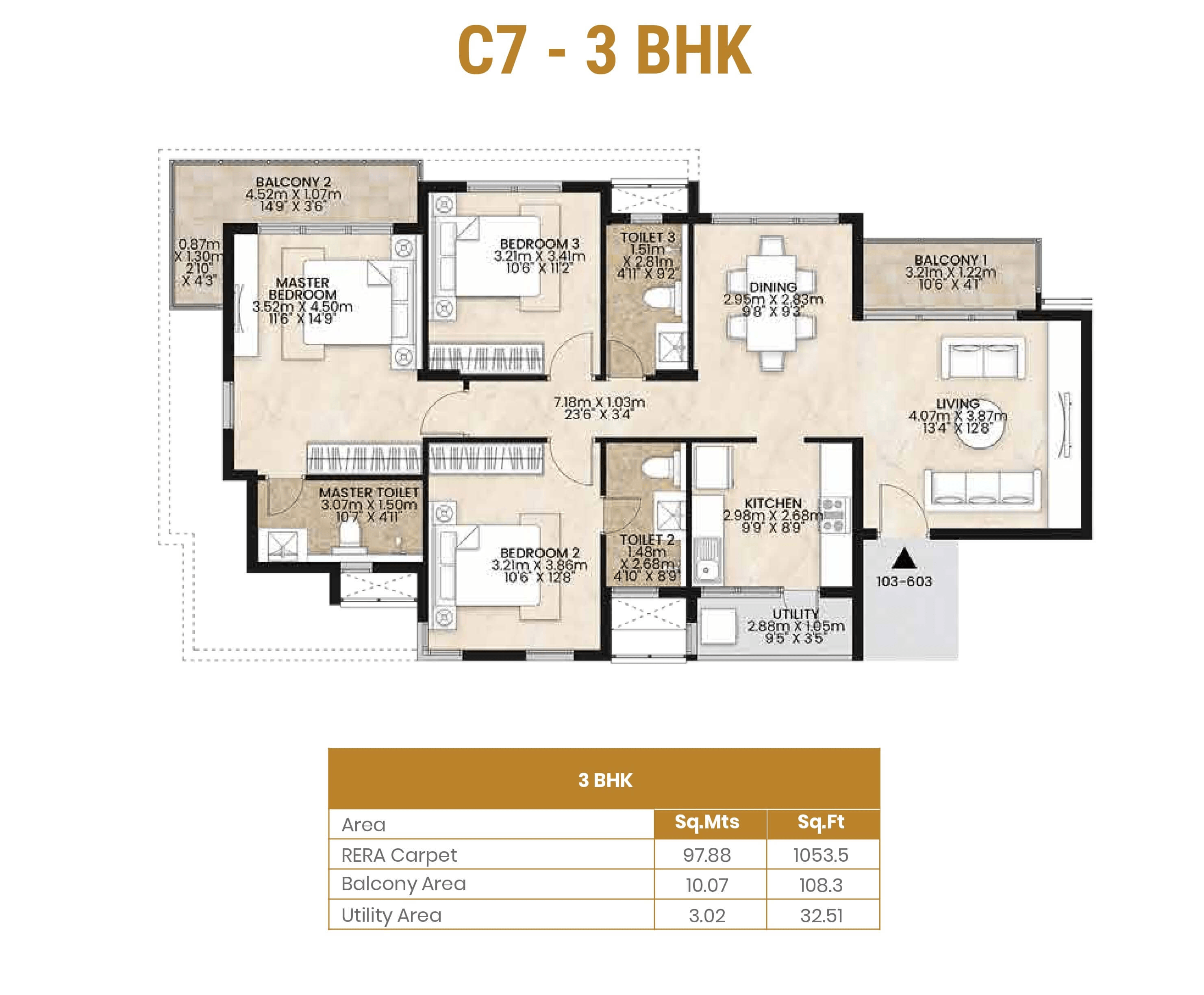 Unit plan - 1053 sq.ft.