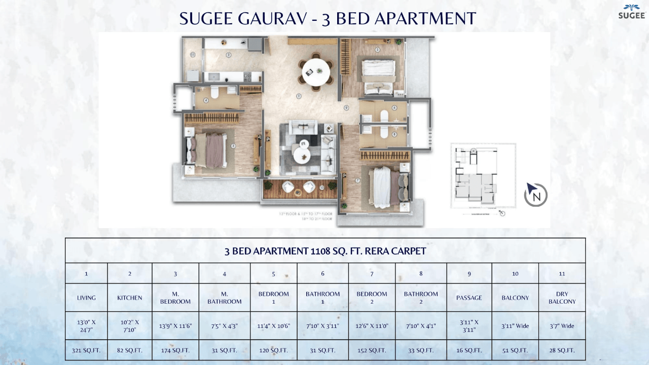 Unit plan - 1108 sq.ft.