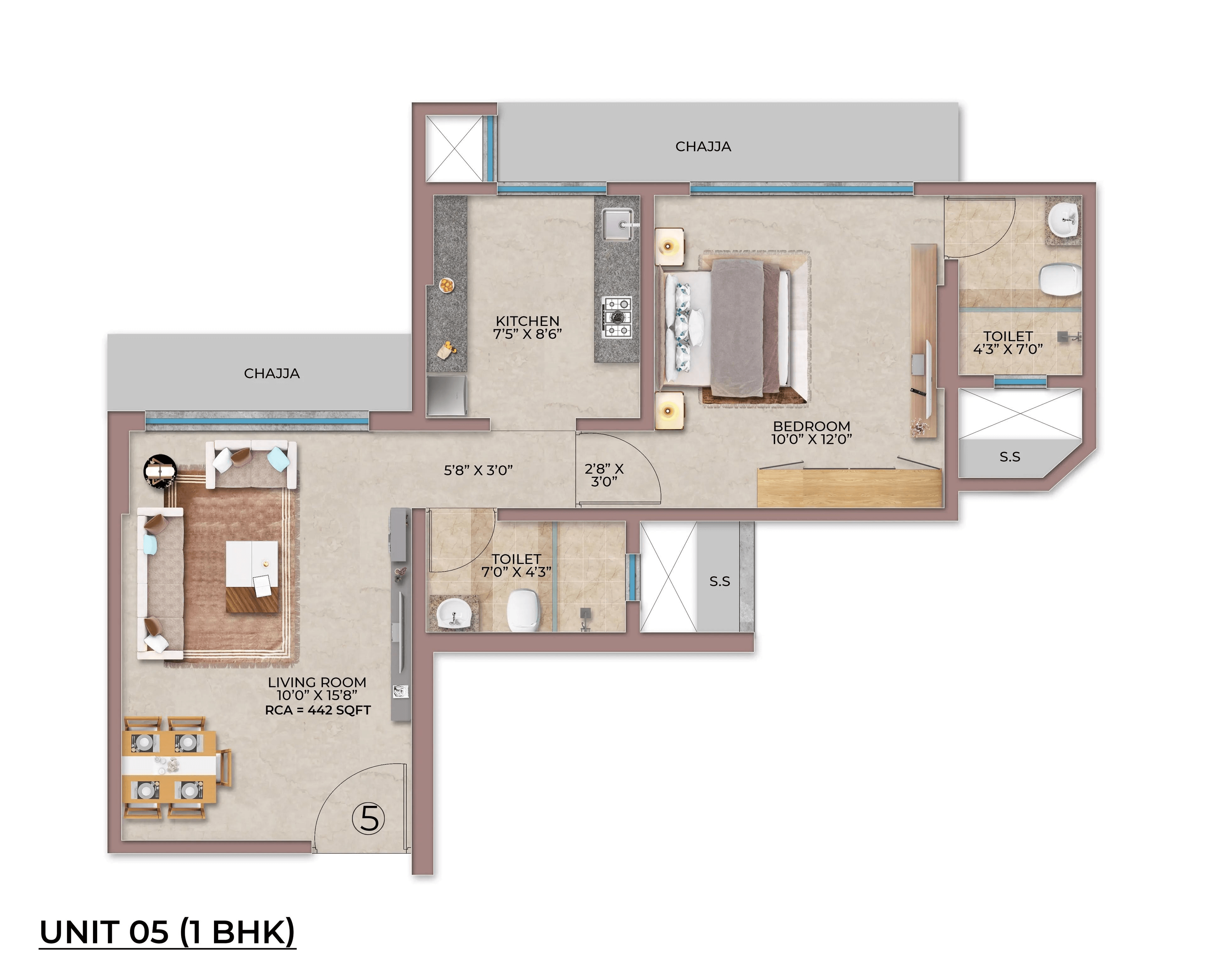Unit plan - 442 sq.ft.