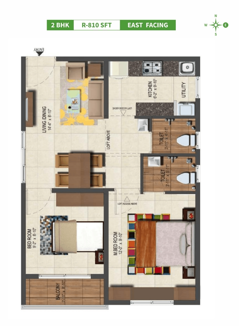Urbanrise Spring is in the Air Unit plan - 495 sq.ft.