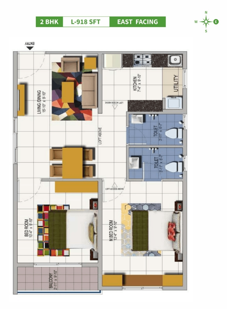 Urbanrise Spring is in the Air Unit plan - 565 sq.ft.