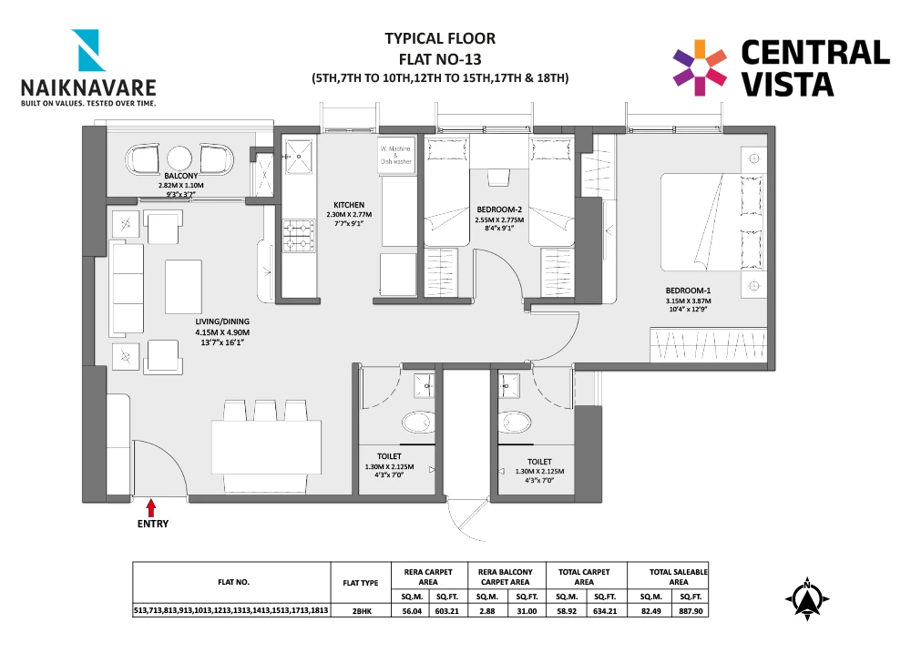 Unit plan - 634 sq.ft.