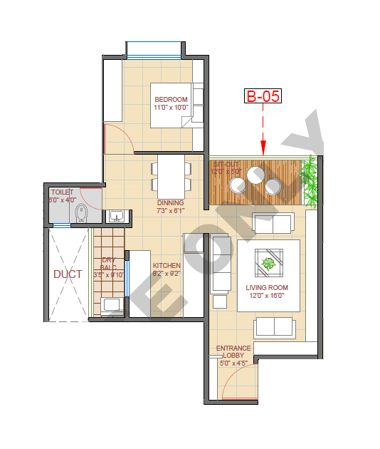 Unit plan - 636 sq.ft.