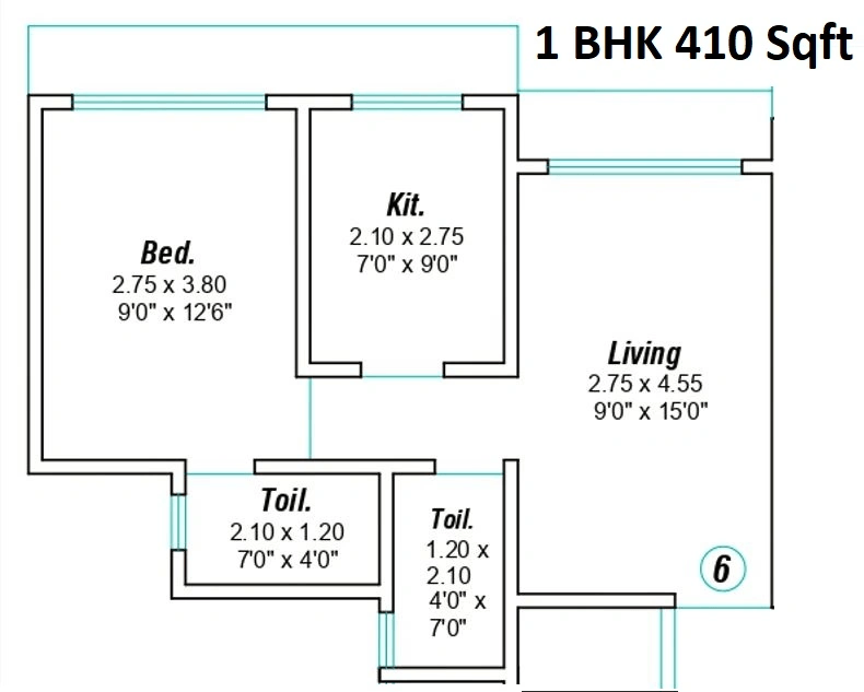 Unit plan - 410 sq.ft.