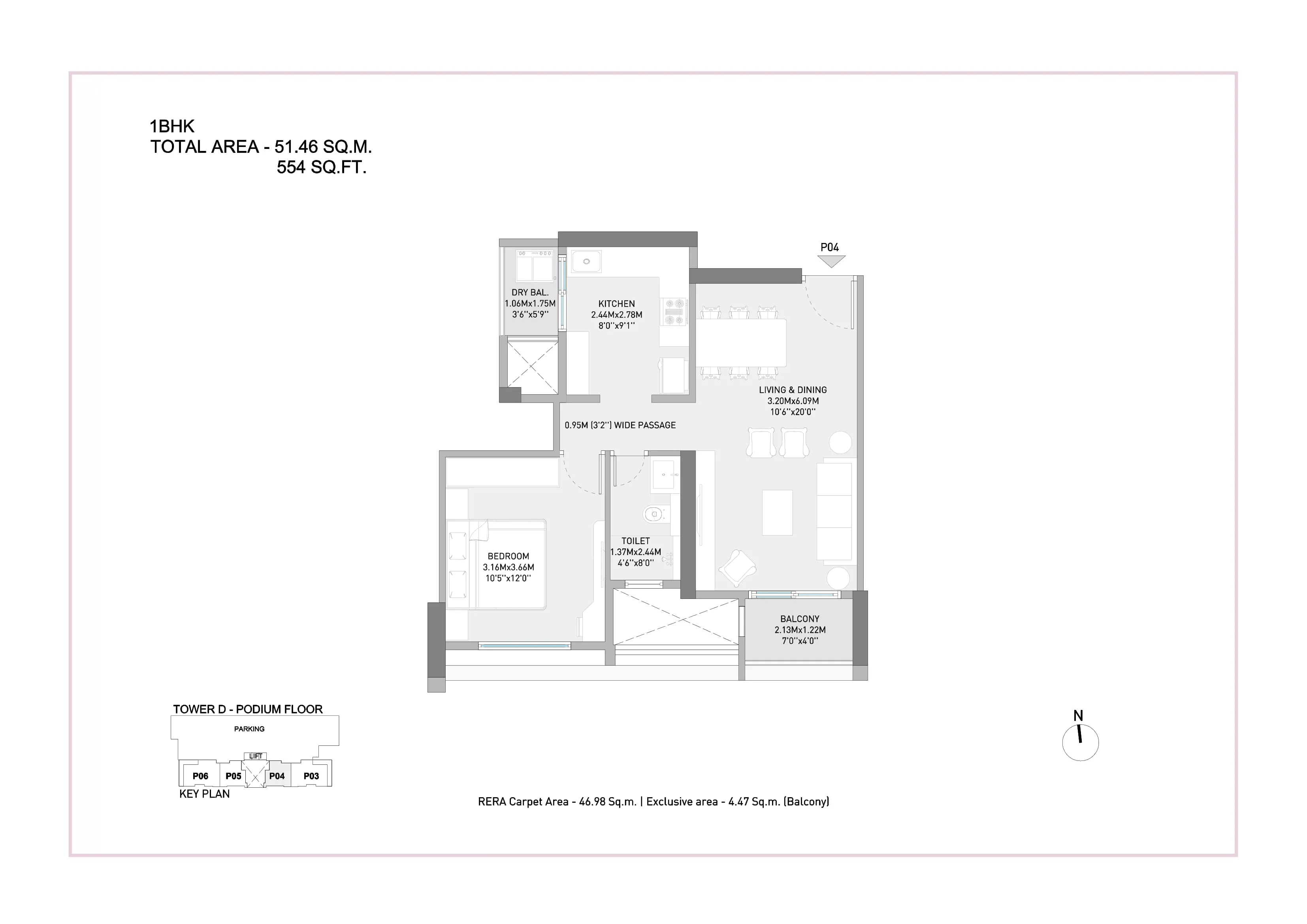 Birla Evam Unit plan - 553 sq.ft.