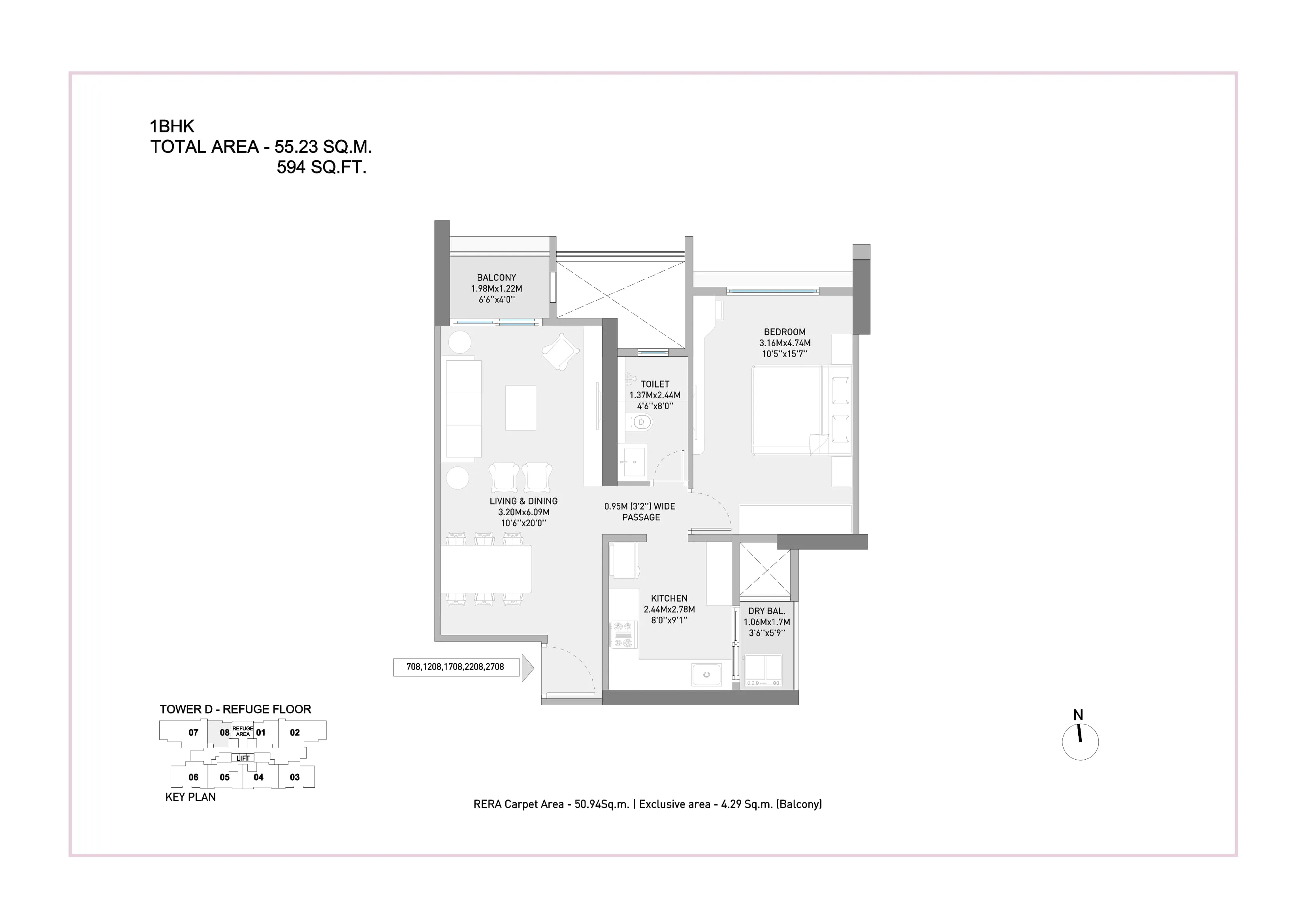 Birla Evam Unit plan - 594 sq.ft.