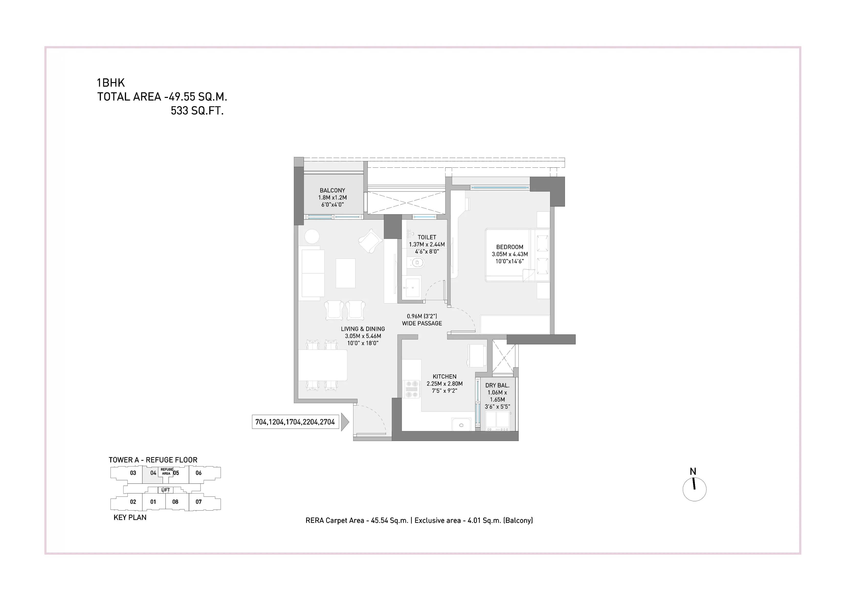 Birla Evam Unit plan - 533 sq.ft.