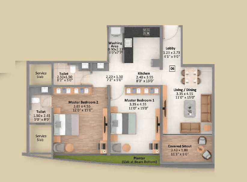 Unit plan - 900 sq.ft.