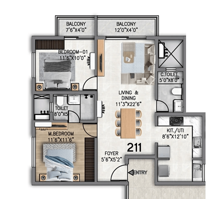 Unit plan - 775 sq.ft.