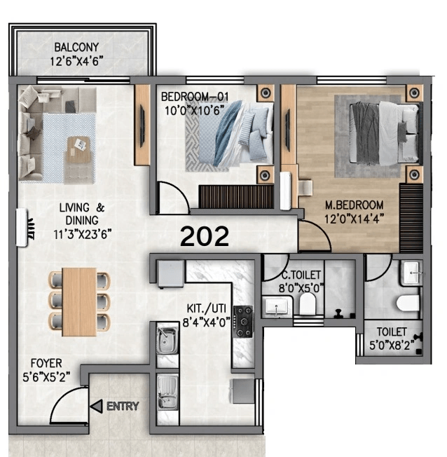 SKAV Madhura Unit plan - 799 sq.ft.
