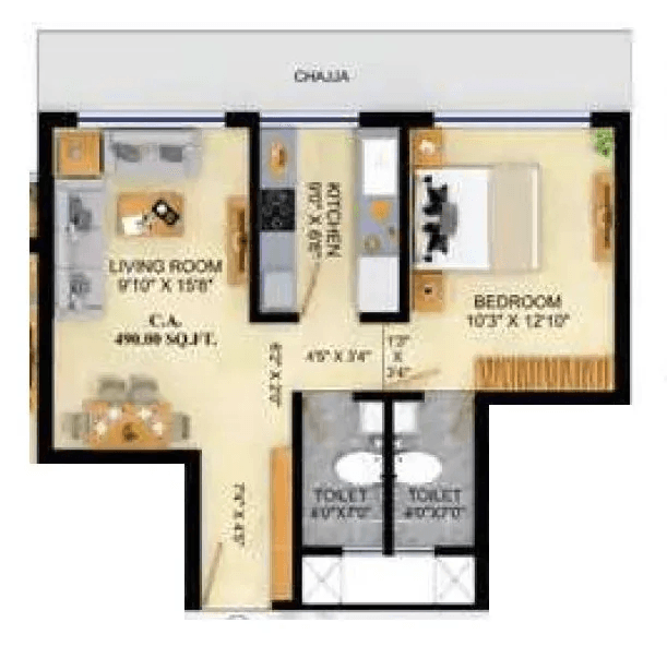 Artha Arthaya Unit plan - 490 sq.ft.