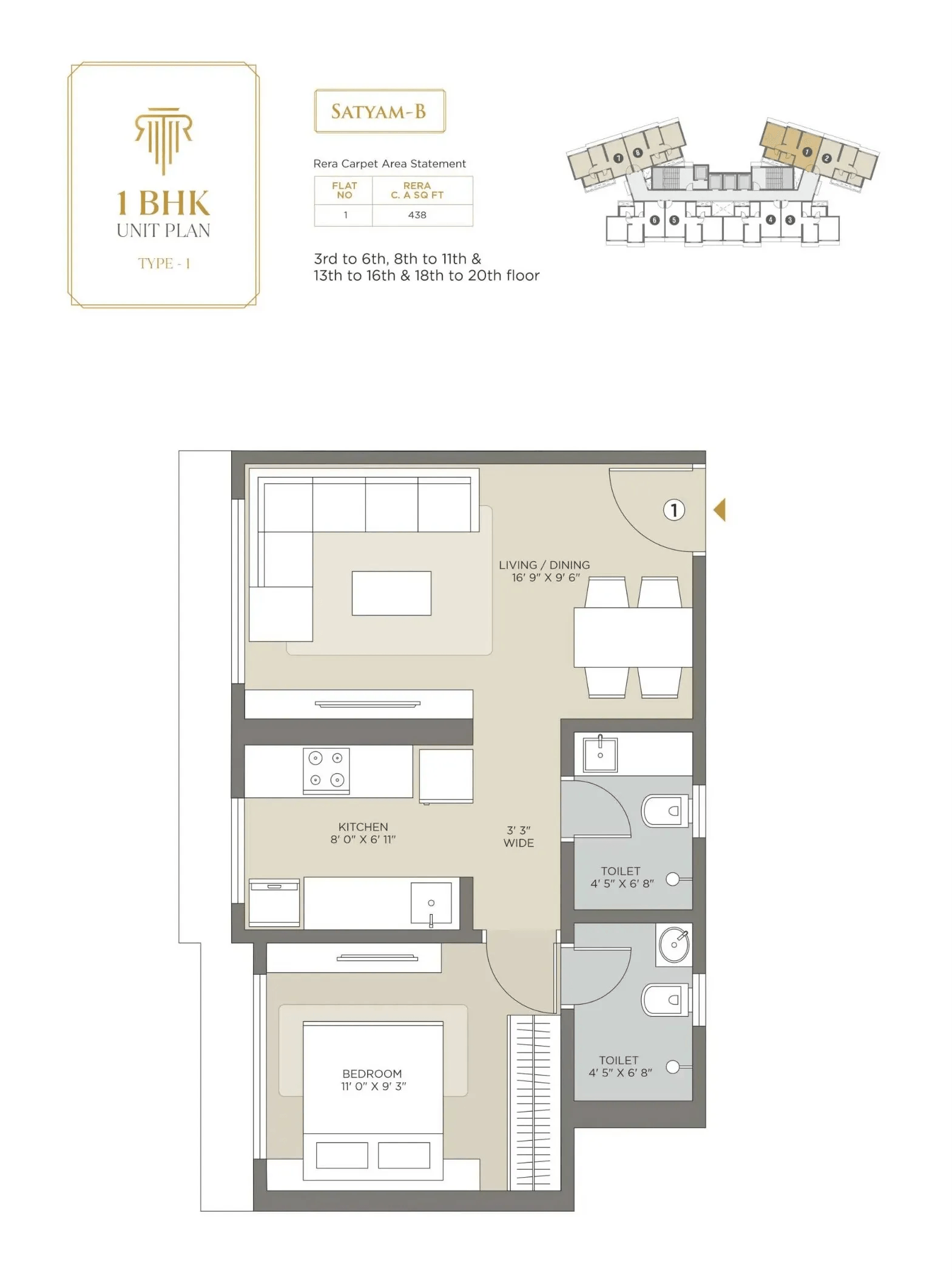 Unit plan - 438 sq.ft.