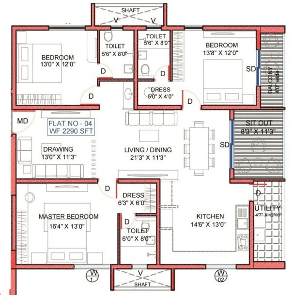 Unit plan - 1603 sq.ft.
