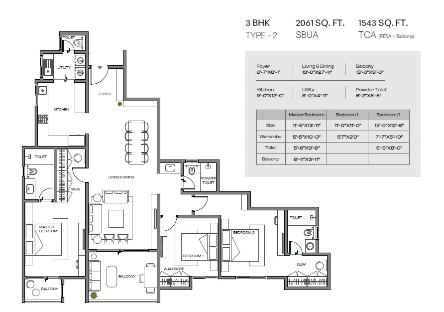 Assetz Meru & Meadow Unit plan - 1543 sq.ft.