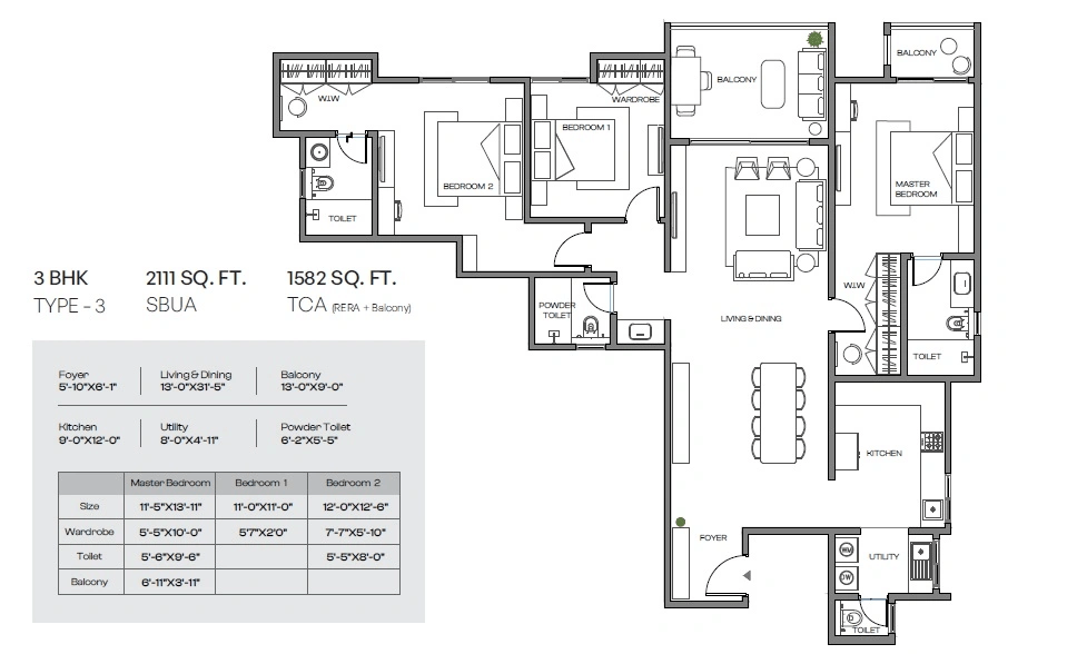 Assetz Meru & Meadow Unit plan - 1582 sq.ft.