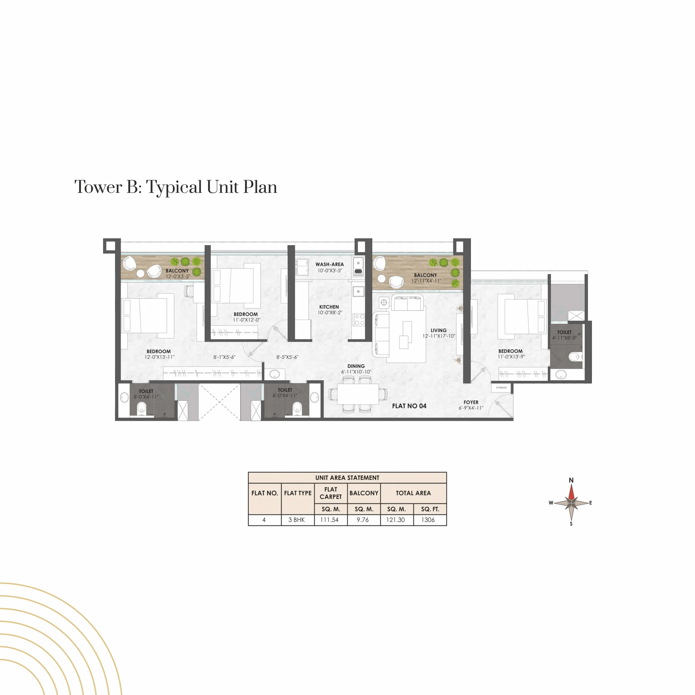 Jhamtani Ace Abundance Unit plan - 1306 sq.ft.