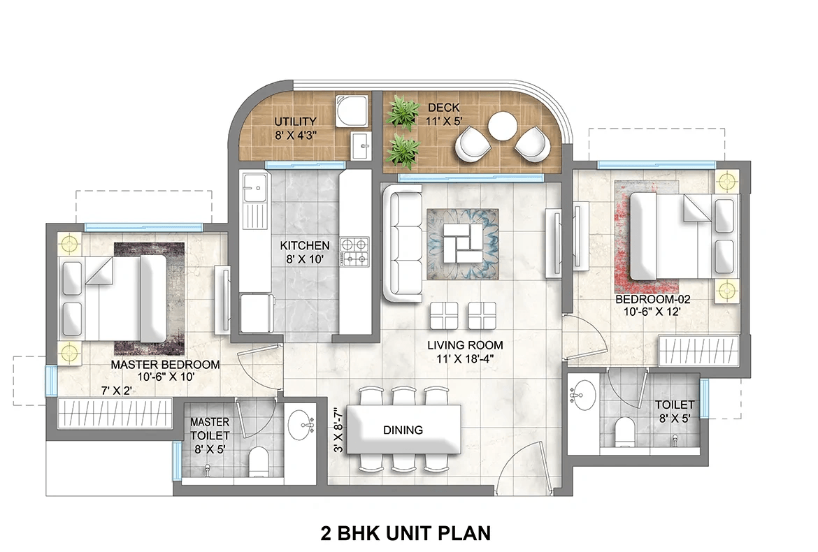 Lodha Corinthia Unit plan - 780 sq.ft.