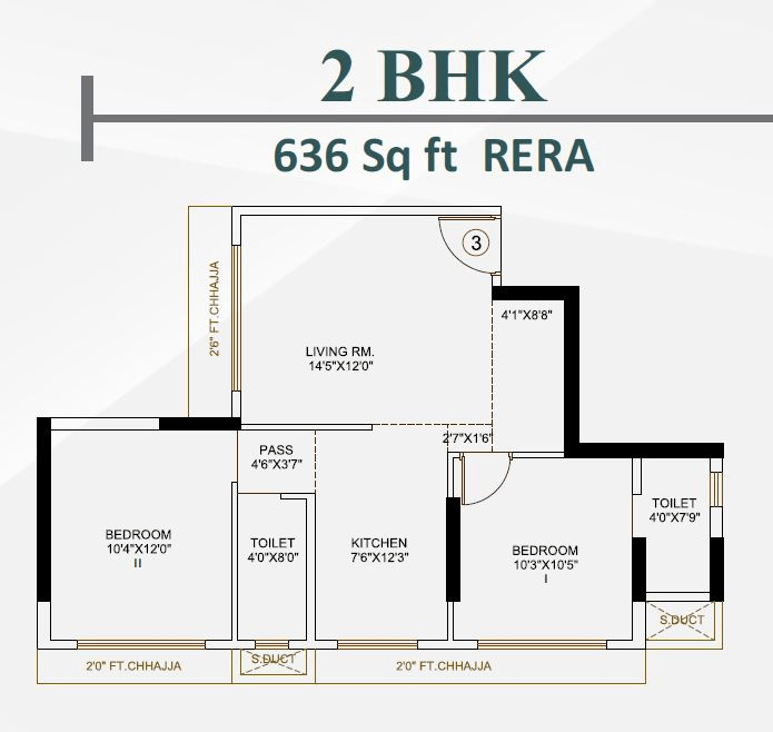 Mahavir Majesty Unit plan - 636 sq.ft.