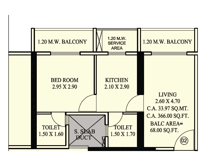 Shraddha Vardaan Unit plan - 434 sq.ft.