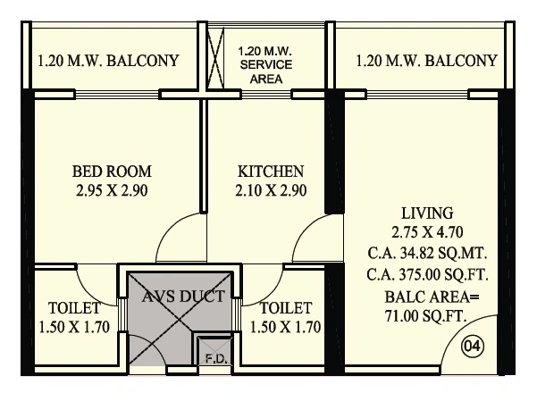 Shraddha Vardaan Unit plan - 446 sq.ft.