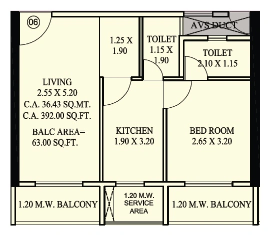 Shraddha Vardaan Unit plan - 455 sq.ft.