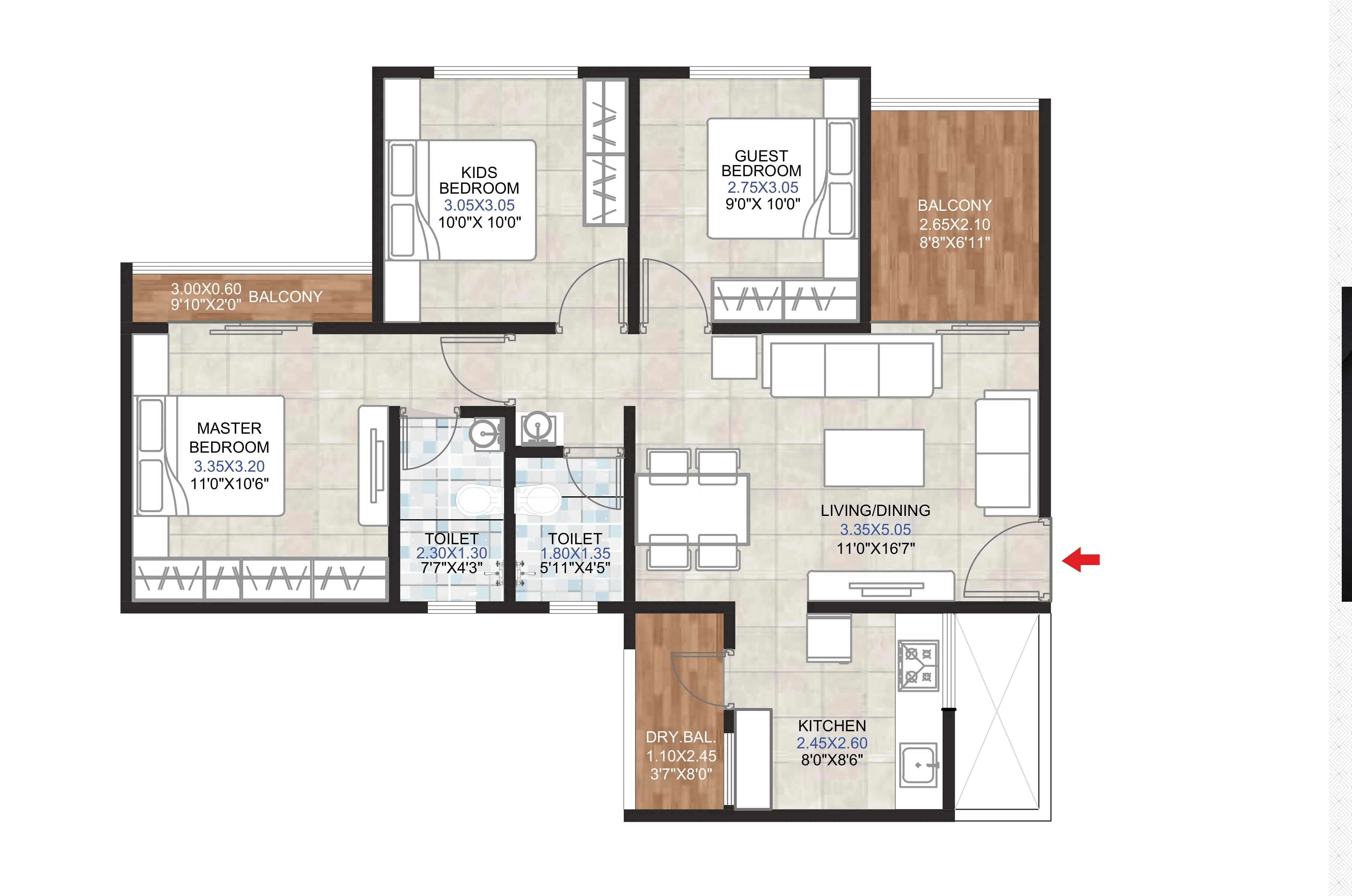 Unit plan - 811 sq.ft.