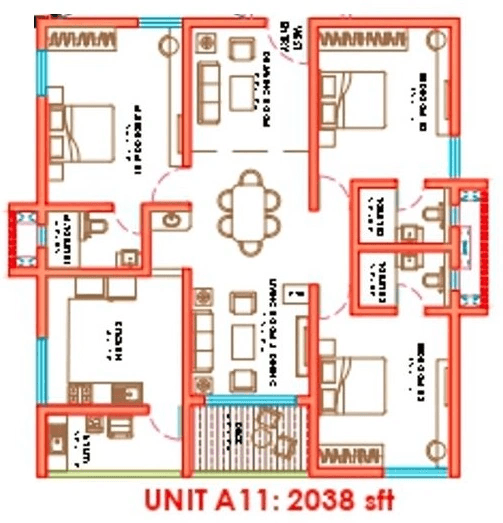 Unit plan - 1345 sq.ft.