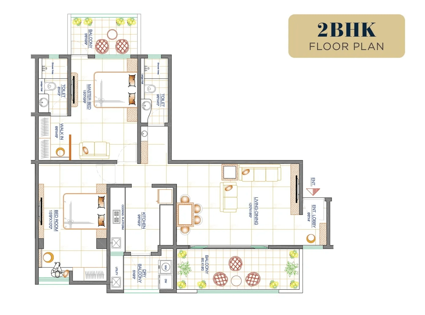 Landmark Lantana Court Unit plan - 1016 sq.ft.