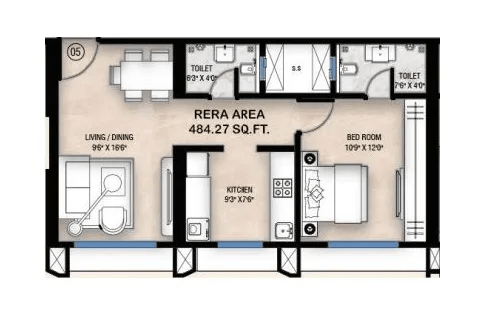 Unit plan - 484 sq.ft.
