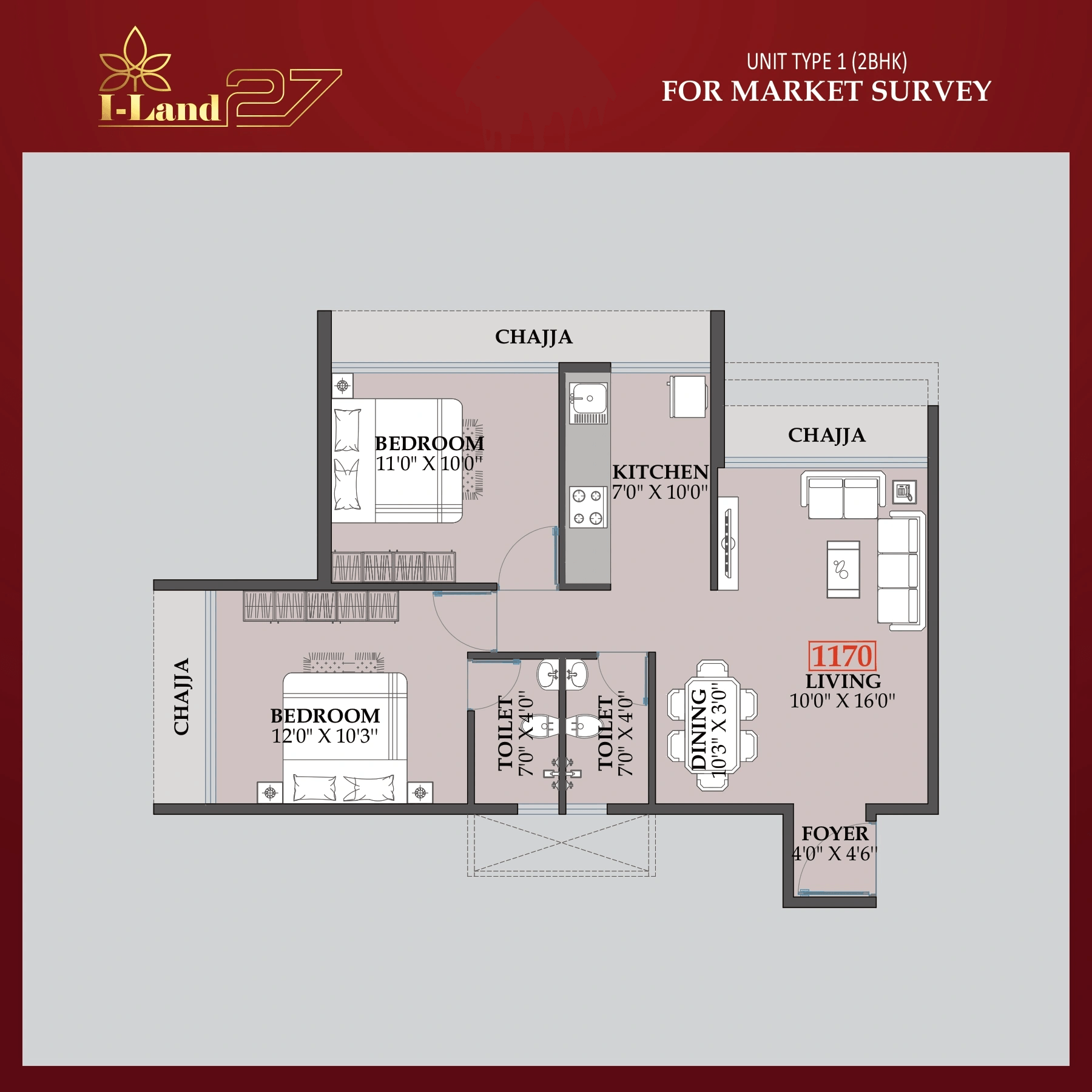 Unit plan - 663 sq.ft.