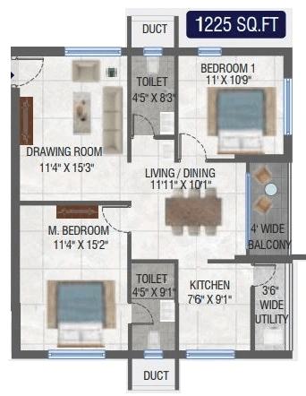 Solitaire Unity by Technopolis Unit plan - 882 sq.ft.