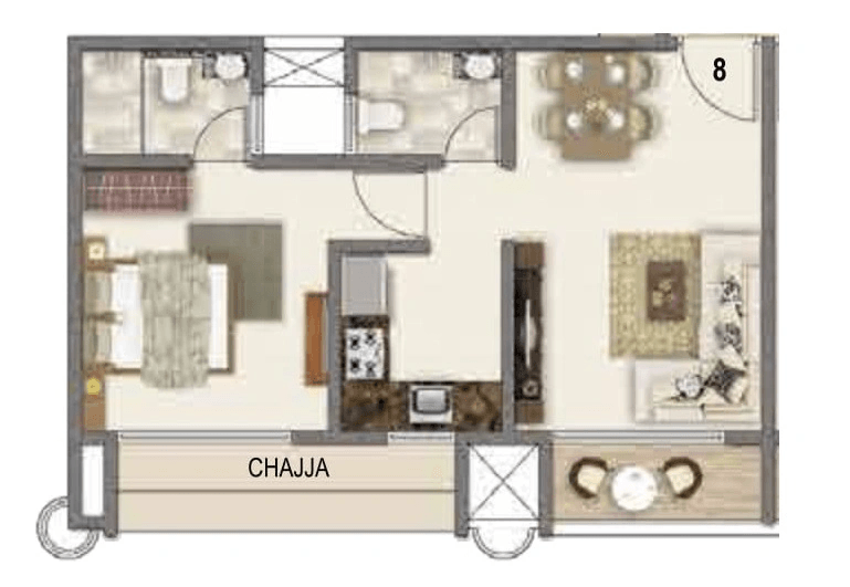 Sai Sun City Unit plan - 434 sq.ft.